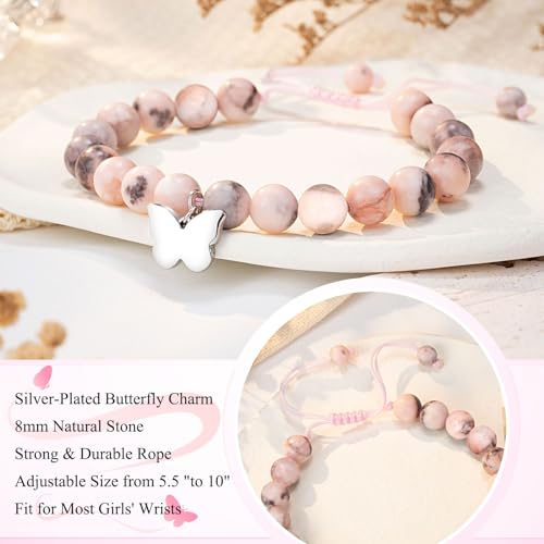 UNGENT THEM 6-16 Year Old Girls Birthday Butterfly Gifts, Butterfly Natural Stone Bracelet for Daughter Granddaughter Niece4