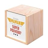 Fabulous Boite en Bois Coffret - Je suis Maman, et toi c'est quoi ton Super Pouvoir ? (10 x 10 x 10 cm)