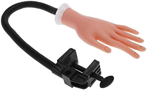 HSOMiD Nail Trainning Hand Flexible Soft Practice Plastic Mannequin Hand Nail Art Trainer Manicure Hand Practice Tool Hand with Stand -1pc