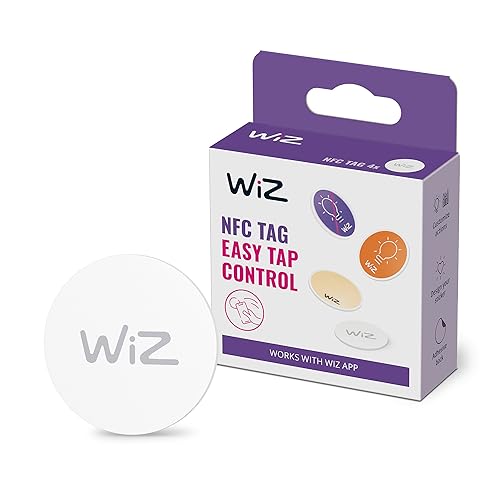 WiZ NFC-Tags, smarte und einfache Lichtsteuerung der Lampen & Leuchtem per Smartphone, konfigurierbar in der WiZ App, selbstklebend, 4-er Pack