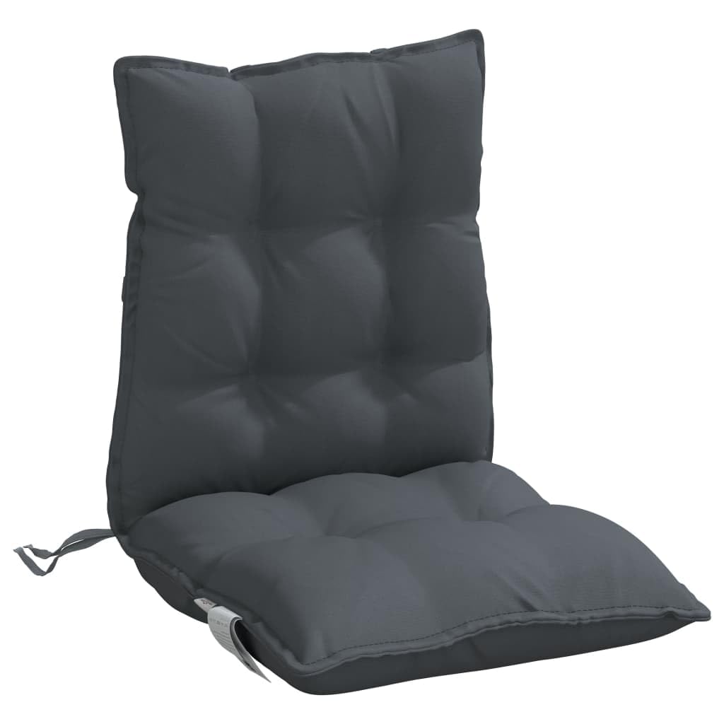 vidaXL Lot de 6 Coussins de Chaise à Dossier Bas, Galette de Siège Imperméable, Coussin d'Extérieur Anti-Glissement Jardin Terrasse, Anthracite