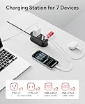 ORICO 22.5W Travel Power Strip, 7 in 1 Charging Station with 3AC, 2 USB-A, 2 USB-C, 4ft Thin Extension Cord, Flat Plug Fashion Essential for Travel/Home/Office/Library/Dorm - TK22