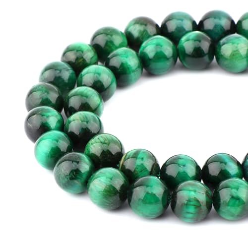 Bymitel 60 pcs Round Loose Stone Beads Gemstone Spacers for Charm DIY Jewelry Making 15.5" per Strand 6mm (Green Tiger's Eye, 6mm)