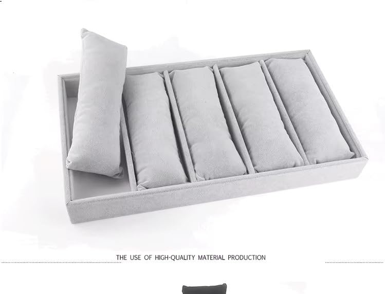 Image of 5 Pillow Tray Grey Velvet Jewellry Drawer Organizer Stackable Tray