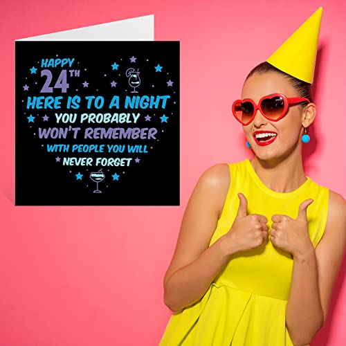 Funny 24th Birthday Card for Men Women - Won't Remember - Happy Birthday Cards for 24 Year Old Son Daughter Brother Sister Cousin Friend, 145mm x 145mm Twenty-Four Twenty-Fourth Bday Greeting Cards