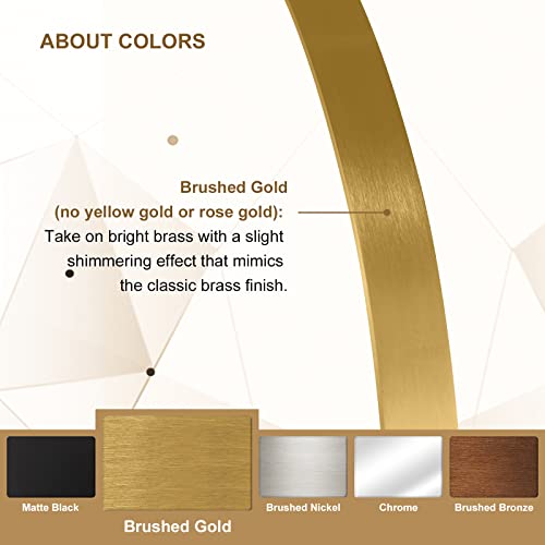 Image of ANDY STAR Gold Round Mirror, 24'' Brushed Gold Circle Bathroom Mirrors in Stainless Steel Metal Frame 1 inch Deep Set Design