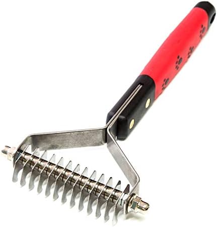 RYAN’S PET SUPPLIES Paw Brothers 13-Blade Coarse Double Wide Dematting Undercoat Rake for Dogs and Cats, Professional Grade, Dog Shedding Brush, Stainless Steel Blades, Rounded Gentle Teeth