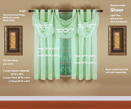 Image of Today's Curtain, Emelia Grommet Sheer Panel 63 inch Sage, 59 inch W x 63 inch L
