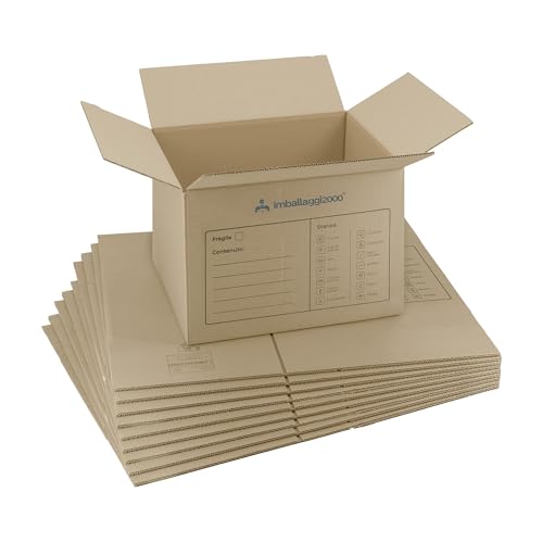 IMBALLAGGI 2000-10 Scatoloni da Trasloco - 30x30x30 cm - Scatola di Cartone - Imballaggi per Spedizione e Trasloco Resistenza RINFORZATA - 10 Pezzi