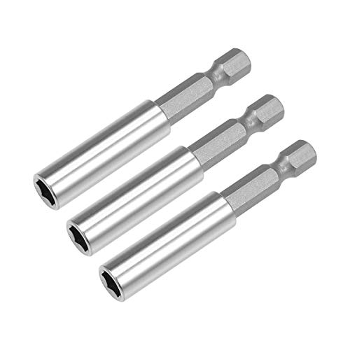 sourcing map 3 Pcs 1/4 Inch Hex Shank by 2.36 Inch Magnetic Bit Holder Extension, Quick Release Screwdriver Drill Bit Power Tool