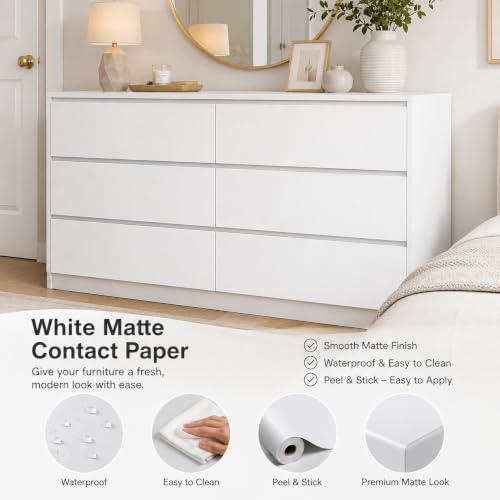 Image of WISDOM Self Adhesive Matt Wallpaper Waterproof Peel and Stick Decorative Contact Paper for Kitchen Cabinets, Wardrobe, Table, Drawer & Shelves, Easy DIY Home Decor Makeover 12X80 in
