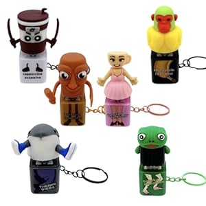 トゥントゥントゥンサーフール キーホルダー 音が鳴る 押し出して声を出す 発光機能 萌えグッズ かわいい おしゃれ 軽量 6.5cm イタリアンブレインロット プレゼント ギフト 贈り物 適正 誕生日 クリスマス 子供 男の子 女の子 孫向け (6個入り)" 