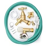 Outside Garden Tap Kit | Brass Outdoor Hose Connector (3 Screws & 3 Plugs Included) | Complete Garden Tap Kit for Easy Water Access Including Union nut, Flanged Insert & Rubber Washer Bibtap