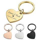 Personalised Heart Keyring for Women - Engraved Stainless Steel Name Keyring, Gift for Her, Mum, Girlfriend, Wife, Birthday, Valentine's, Mother's Day, Anniversary, Christmas (Gold)