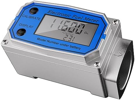 Flow Meter 1 Inches - Digital Flow Meter Aluminum Alloy Engineered - Fuel Meter Features Auto on & Off - Turbine Flow Meter & Digital Gas Meter in Industry-Grade - Supports Gallon, QTS, PTS, L, m³