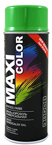 Maxi Color NEW QUALITY Sprühlack Lackspray Glanz 400ml Universelle spray Nitro-zellulose Farbe Sprühlack schnell trocknender Sprühfarbe (RAL 6018 Gelbgrün glänzend)