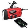Wind Up Solar Radio, 2000mAh Emergency Weather Radio Hand Crank Radio, AM FM Draagbare Radio Telefoon Oplader Survival Kit met USB-kabel voor Camping Wandelen Emergency (rood)