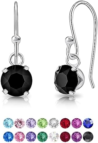 DTPsilver® Sterling silver - Swarovski Earrings - Drop Earrings for Women - Swarovski - Drop Earrings - Sterling silver Drop Earrings - Dangly earrings - Swarovski earring - Silver Earring Hooks