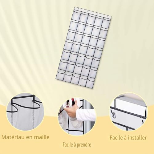 ZHYUAN RangementChaussuresSuspendu avec 35 Grandes Poches,Organisateurdeportepourchaussures,Rangementdechaussuressuspendu,Porte Chaussures Suspendu,Rangement Chaussure à Auspendre (Blanc) – vue 3
