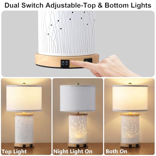 Set de 2 lámparas de mesa de cerámica con 3 tonos de luz miniatura 3