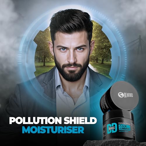 Image of Beardo Daily Defence Face Cream for Men, 50g |Water-based Fast Absorbing Ultralight Moisturizer for face with Niacinamide & Vitamin E | Shield against Pollution