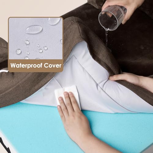 Image of EHEYCIGA Orthopedic Dog Beds for Extra Large Dogs, Waterproof Memory Foam XL Dog Bed with Sides, Non-Slip Bottom and Egg-Crate Foam Big Pet Couch Bed with Washable Removable Cover, Brown