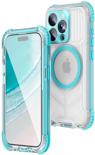 WIFORT Waterproof Phone Case for iPhone 15 Pro Teal | IP68 Underwater Dustproof Built-in Screen 15FT Military Shockproof 360 Full Body Sealed Protection Cover Magnetic Frosted 6.1