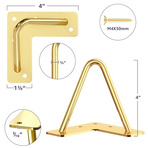 image for SMARTSTANDARD 4 Inch Hairpin Furniture Legs, 3/8'' Rods Metal Home DIY