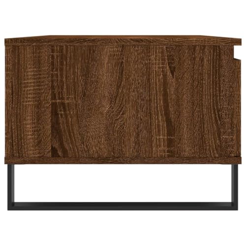 Table basse en chêne marron de salon, finitions soignées et piètement métallique - 8