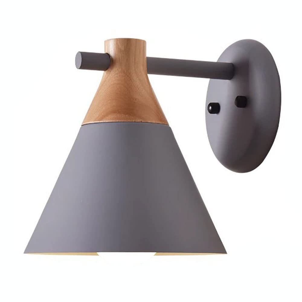 JNTFNE Nordic Wall Lights - Minimalist Style Sconce for Bedroom, Living Room, and Corridor Adjustable Macaron Metal Lampshade Light Fixture(Gray)