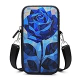 Jubonexis Blue Rose Geometrische Mosaik Crossbody Handytasche Smartphonetasche mit Verstellbarem Riemen