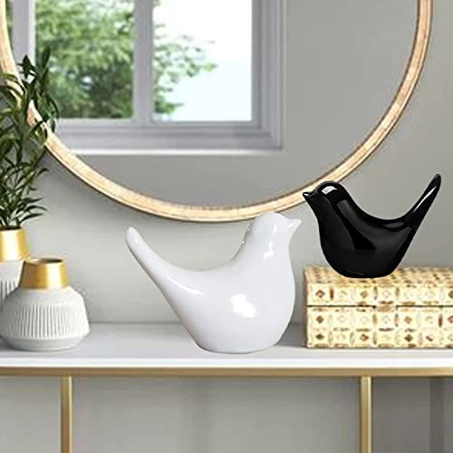 Image of Ceramic Birds Figurines Ceramic Blessing Birds Figurine Home Decorations Accessories Set of 2 (Beige and Black Matte)