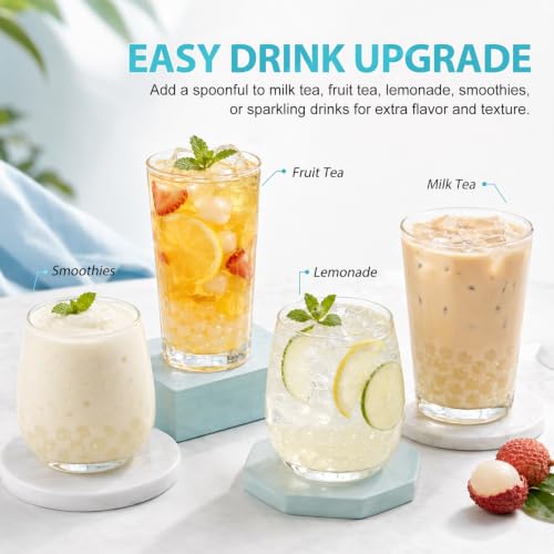 Image of Soeos Lychee Popping Boba, Bursting Fruit Flavored Boba Pearls, 2.6 lbs