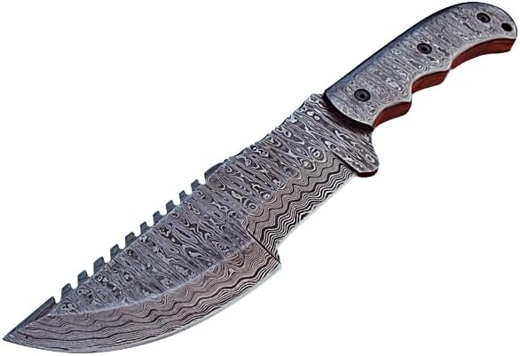 Miniatura 3 de TZ 35 Cuchillo de seguimiento hecho a mano de acero de Damasco Ful Tang de 12 pulgadas, agarre perfecto con mango de damasco horizontal Carry Scout