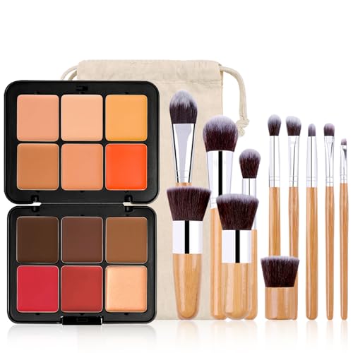 FantasyDay 12 Couleurs Makeup Fard à Joues Anti-Cernes Contouring Kit Crème Correcteur de Teint avec 11 Pinceaux Maquillage - Full Coverage Concealer Palette...