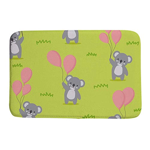 Tapis de bain koala rose déco herbe verte pour douche enfants