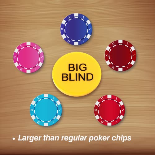GSE Games & Sports Expert Small Blind, Big Blind, Dealer Puck Buttons - Set of 3 Professional Casino Texas Hold‘em Poker Dealer Accessory