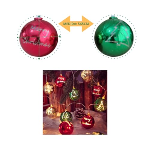Cordão Luminoso 1,5m com 10 Leds Natalino Enfeite De Natal Esfera Colorido Fio De Luz Led Varal Lumi