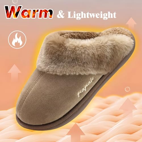 Image of jiajiale Women's Memory Foam Slippers Ladies Slip On Arch Support Suede Scuff Slipper Cozy Fuzzy Faux Fur Winter House Shoes Indoor Outdoor