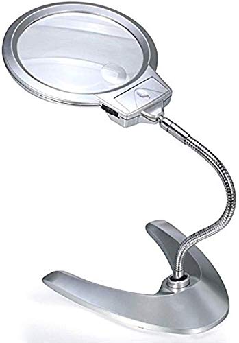 Head-Mounted Magnifier Vergrößerung Desktop-LED Leselupe - Convertible Klapp-Design mit Zwei LED-Leuchten