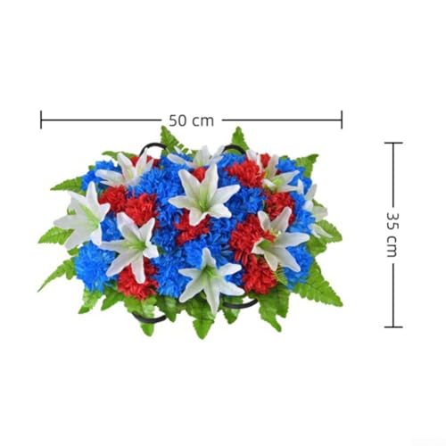 Fleurs de cimetière artificielles résistantes intempéries rouge bleu