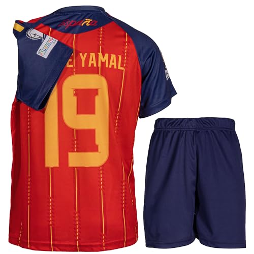 KISRAS Kinder Trikot Lamine No #19 Sonderdesign Limitierte Auflage Fußball Trikot Shorts Kinder und Jugend Größe(Rot 152)