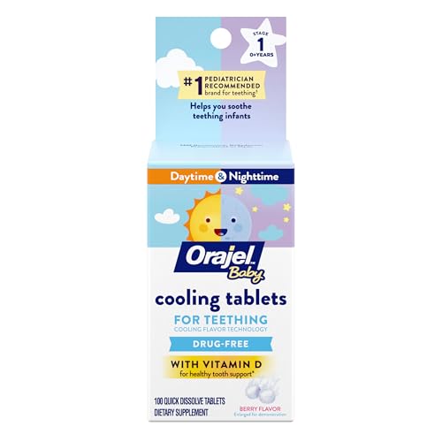 Image of Orajel Baby Cooling Tablets for Teething with Vitamin D, 100 Quick Dissolve Tablets,White
