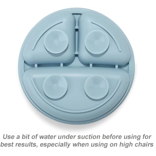 Miniatura 6 de Pandaear Platos De Silicona Para Bebé Antideslizantes Para Niños Con Ventosas Platos De Bebé Estables Divididos Sin Bpa Paquete De 3 Apto Para Lavavajillas Y Microondas Azul Verde Marrón