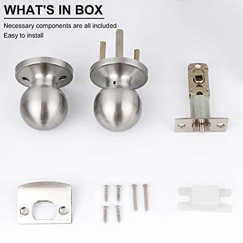 Knobonly 10 Pack Hall/Closet Satin Nickel Finish Door Knobs Without Keys Ball Shape Door Sets #TOP6