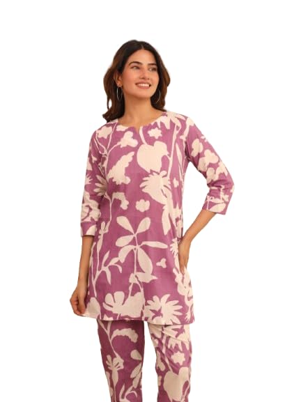 kwatchi Womens & Girls Pure Cotton Jaipuri Printed Coord Set for Women Night Suit Dresses| Night Top & Pyjama Sleep Wear Lounge Wear Set-picture-24