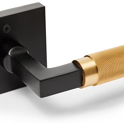Explore Hardware Geneva Model Solid Brass Lever Single Side Non-Turning Dummy Door Handle, Matte Black With Satin Gold #TOP3
