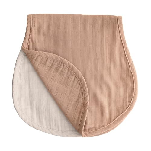 Image of mushie Muslin Baby Burp Cloths | 100% Organic Cotton, Set of 2 (Natural/Fog)