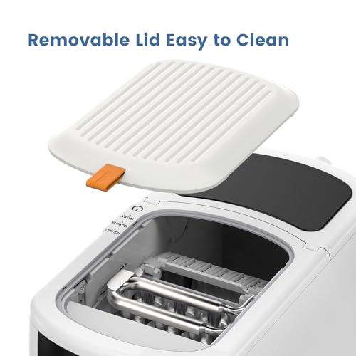 Image of Electactic Easy Clean Countertop Ice Makers, 18Lbs /Day Compact Size, Bullet Ice Maker with Pull-Out Ice Basket, 6Pcs Bullet ICES in 8 Mins, Self-Cleaning Low Noise Countertop Ice Maker(Pearl White)