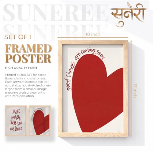 Image of Suneree Motivational Quotes Wall Art Set of 2 Framed Paintings | Inspirational Poster Just Be Yourself Good Things Coming | Bedroom Living Room Home Decor (Art 4, 10x13 Inches)